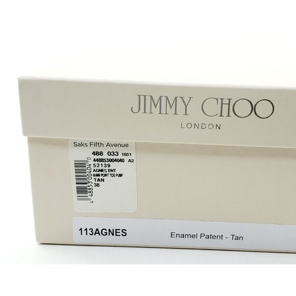 Jimmy Choo Agnes Tan Patent Leather Pointed Toe Pumps Womens Size 38 US 8 - Picture 13 of 14
